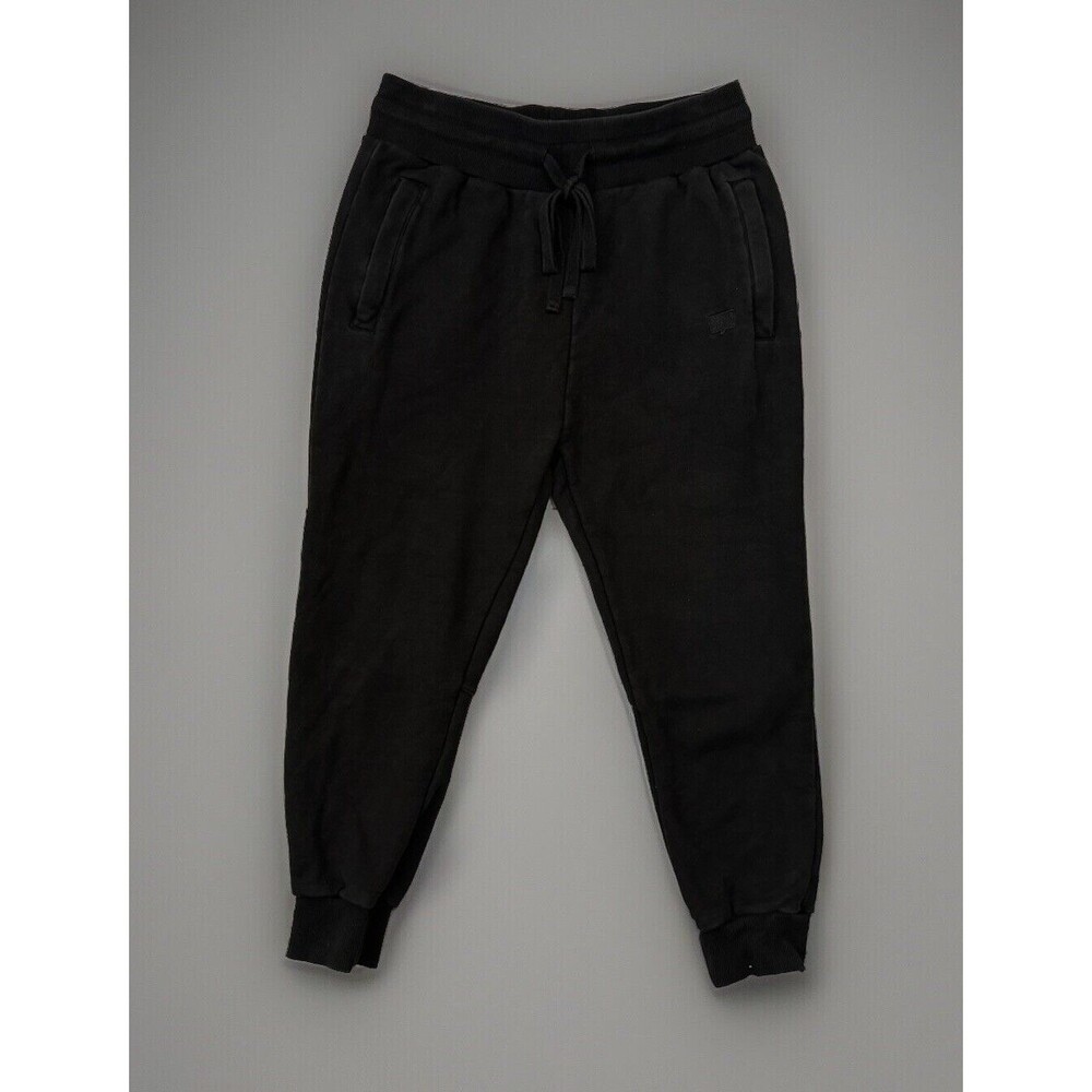 NICE KICKS Mens Essentials Sweatpant Jogger Sz L Black Logo Drawstring Pants